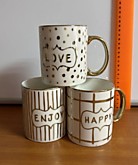 Кружка ДХБ 350мл /золотая ручка, надпись SDM022-3913 (72)