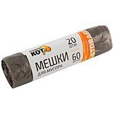 Мешки д/мусора  60л х20шт Рыжий кот черные 5 мкм арт.310105 (30)